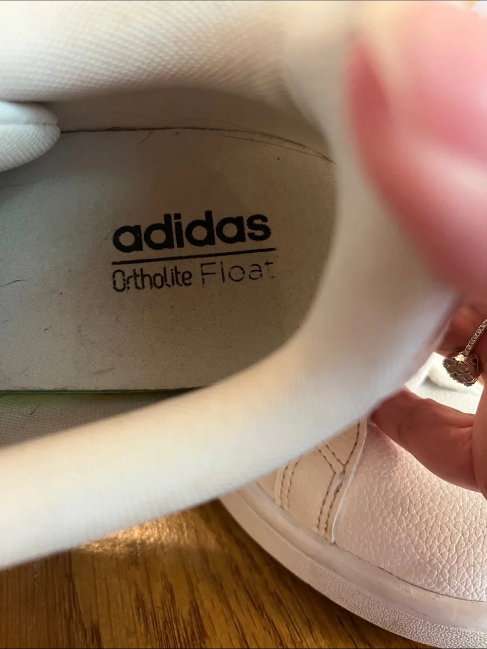 Adidas Cream Sneakers with Pink Stripes
